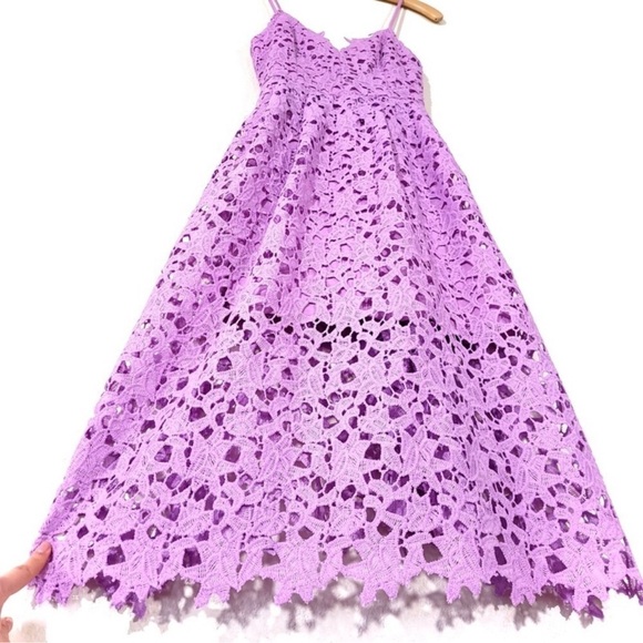 NEW ASTR Sheer Lace V Neck A Line Fit and Flare Midi Dress Orchid Purple XS - Picture 6 of 13